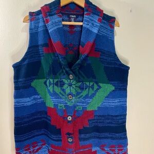Chaps Sports Southwestern Aztec Print Vest Size XL Great Condition